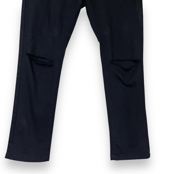 Platform Men’s Jeans 36/30 Modern Classic Slim Stretch Black Denim Ripped Knees - Picture 9 of 11